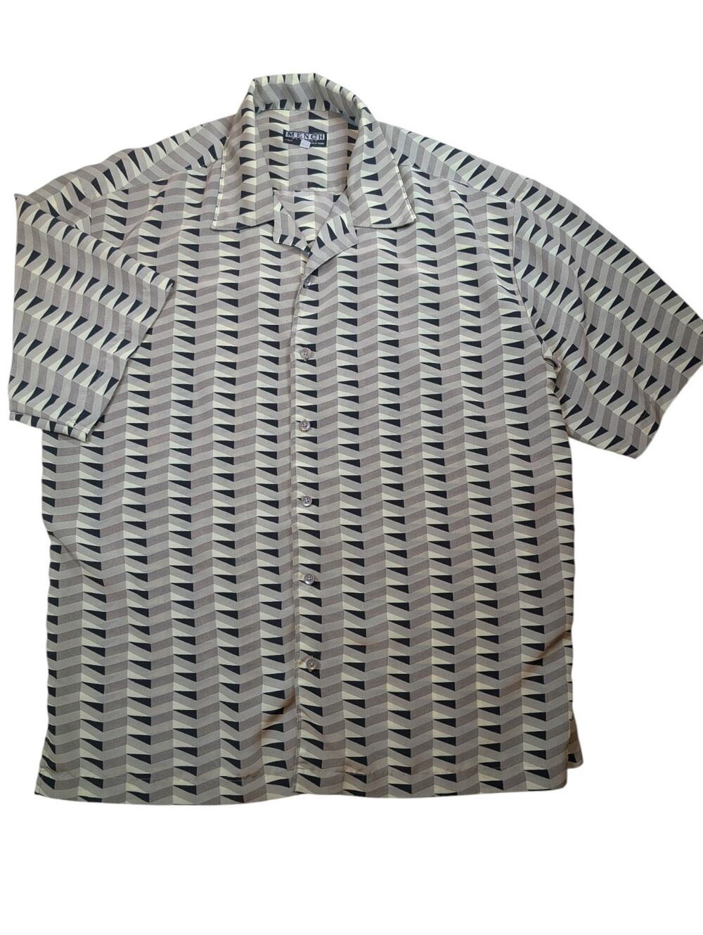 Italian Abstract Geometric Dress Shirt Silky Feel Artwear Mens XL Statement Top